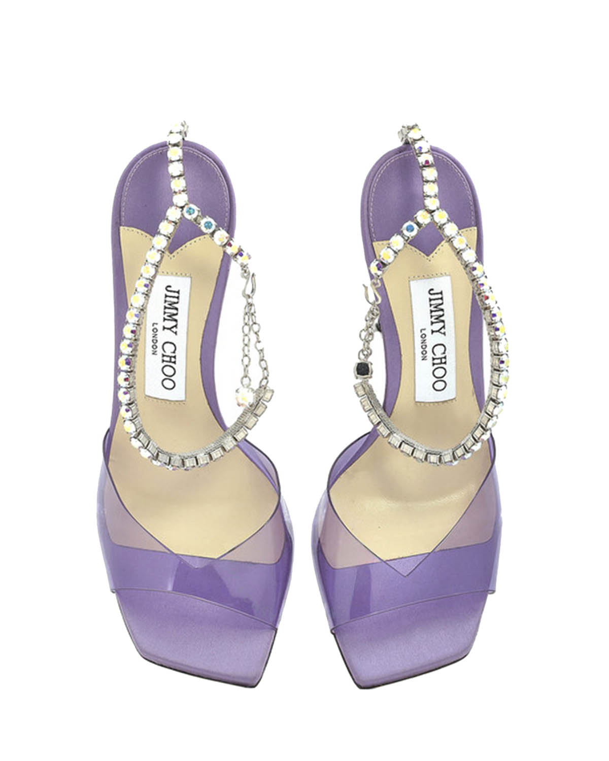 JIMMY CHOO SAEDA 100 SANDALS EMBELLISHED