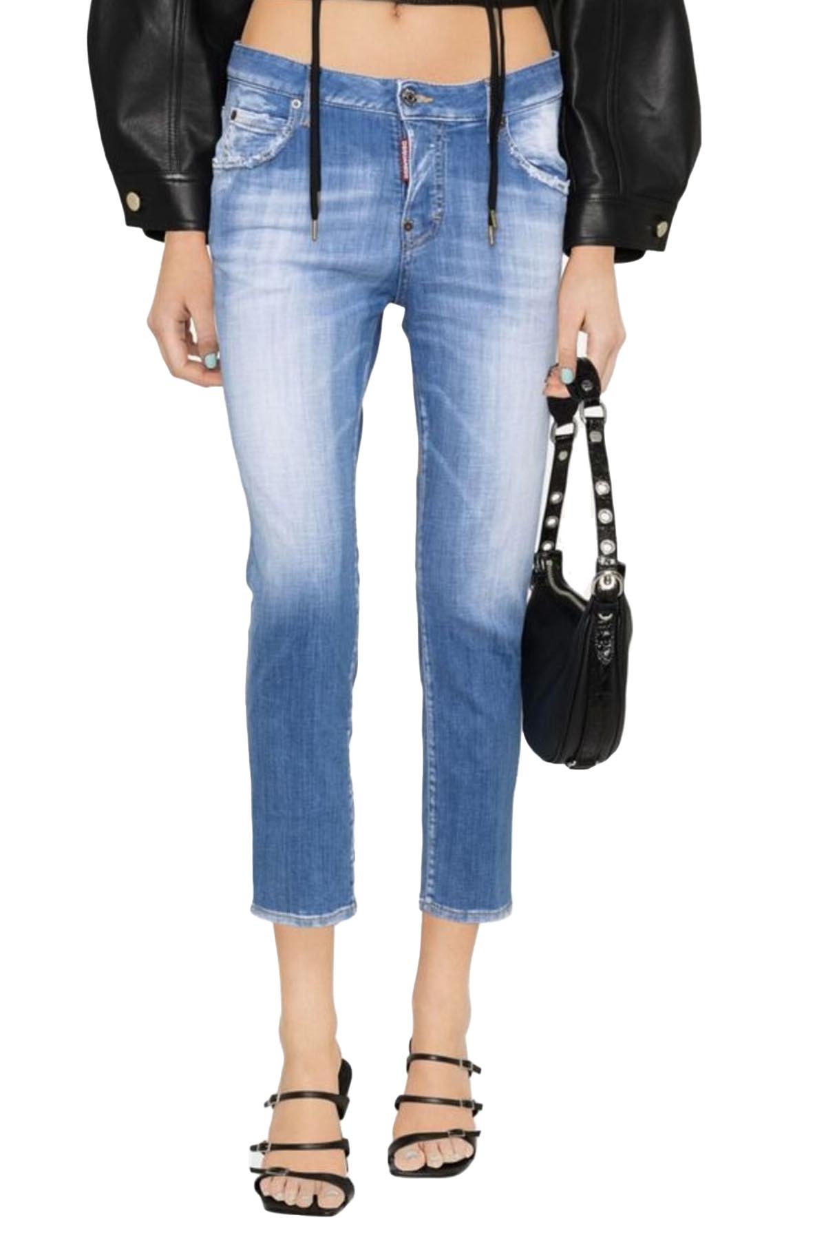 DSQUARED2 CROPPED LOW-RISE JEANS