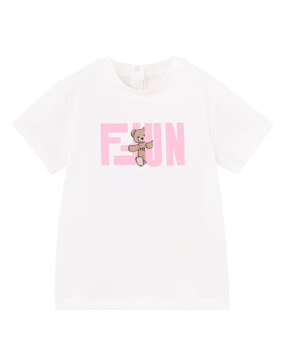 FENDI KIDS T-SHIRT TEDDY PRINT LOGO FF