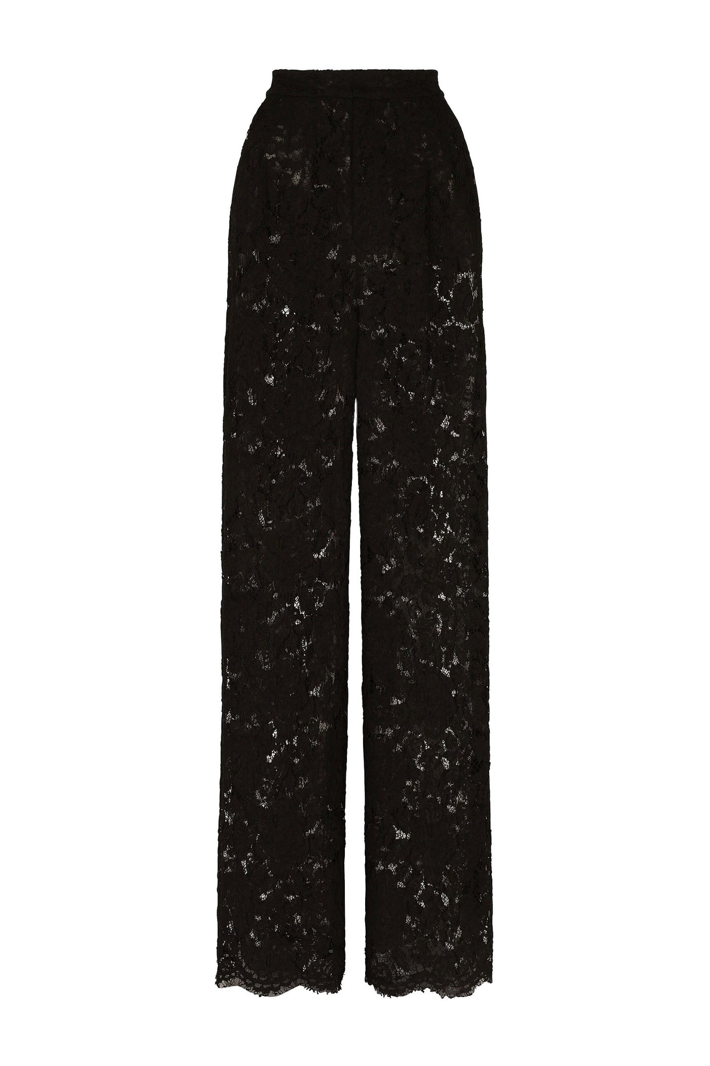 DOLCE&GABBANA FLARED BRANDED STRETCH LACE PANTS