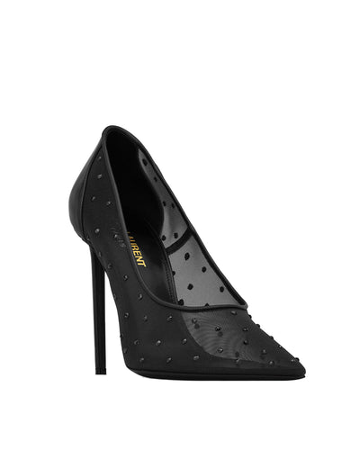 SAINT LAURENT ANJA PUMPS IN RHINESTONE MESH