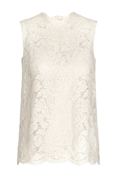 DOLCE&GABBANA BRANDED STRETCH LACE TOP