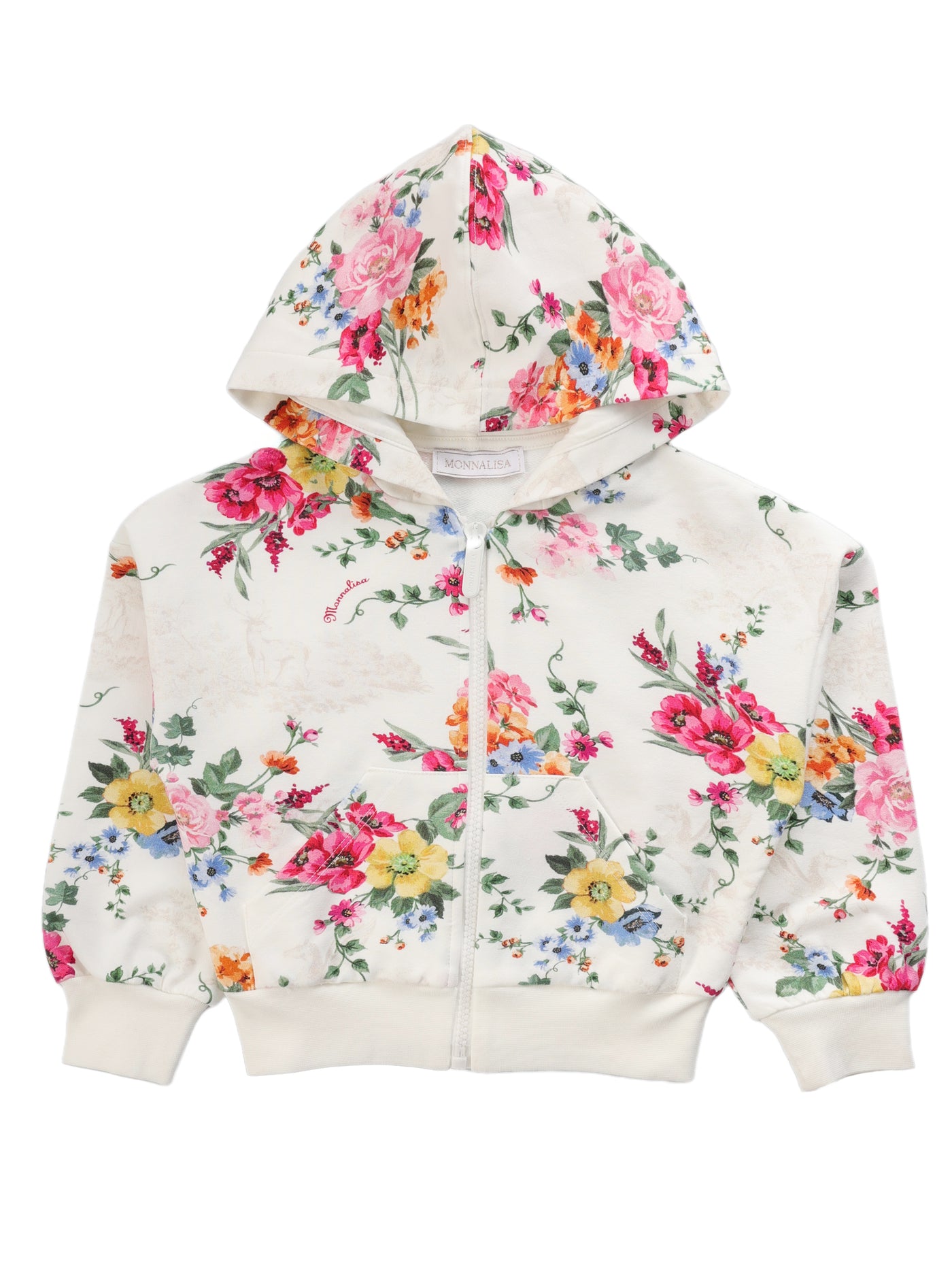 MONNALISA KIDS SWEATSHIRT WITH ZIP & HOOD