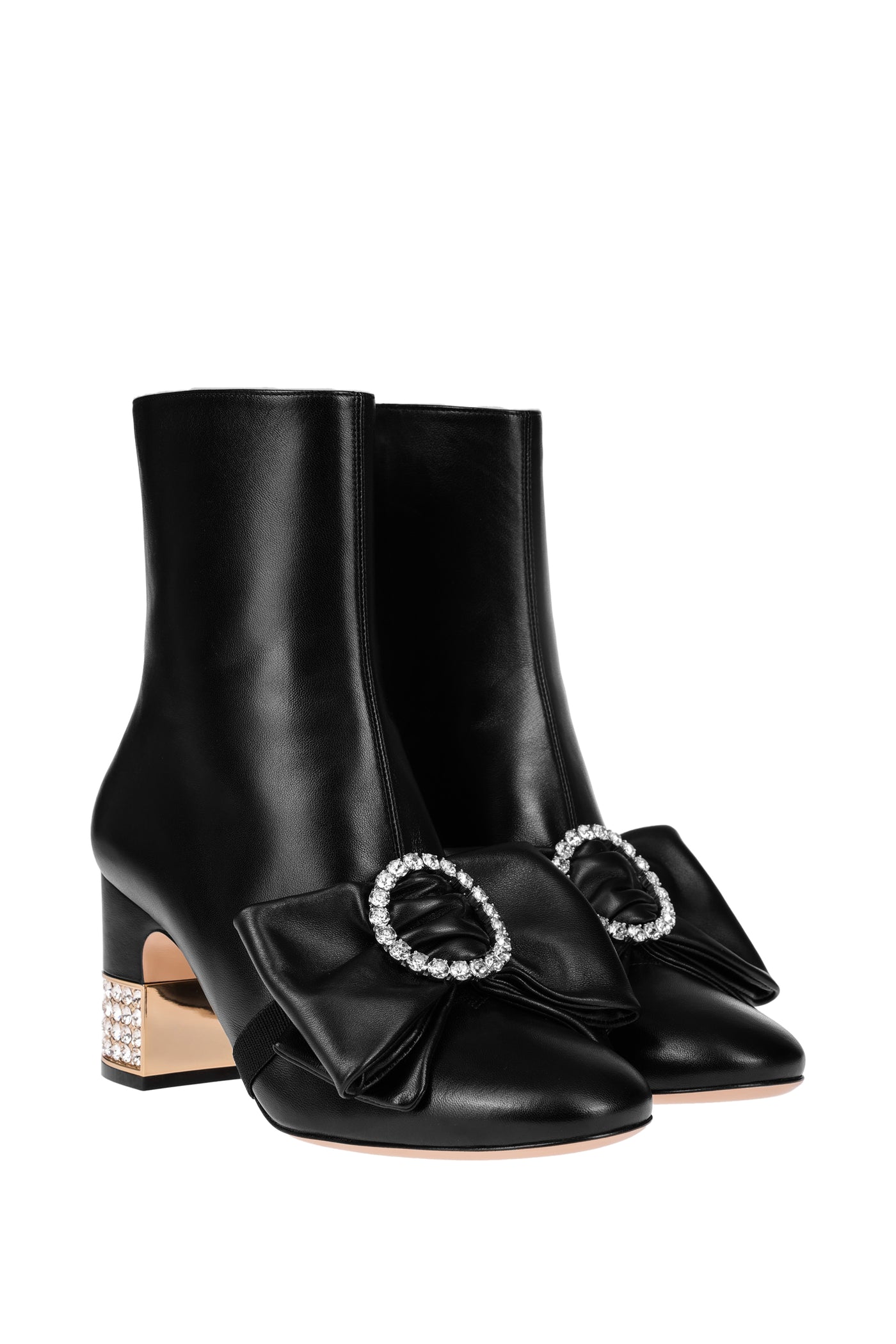 GUCCI LEATHER BOW ANKLE BOOTS