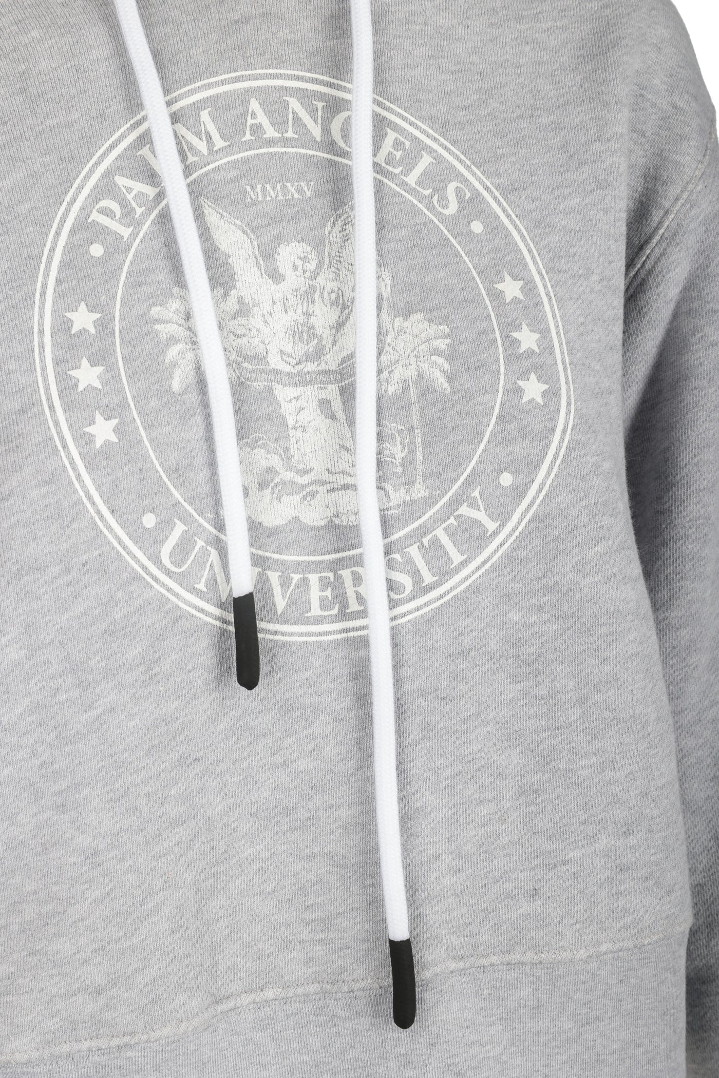 PALM ANGELS GRAY CROPPED SWEATSHIRT WITH HOOD 