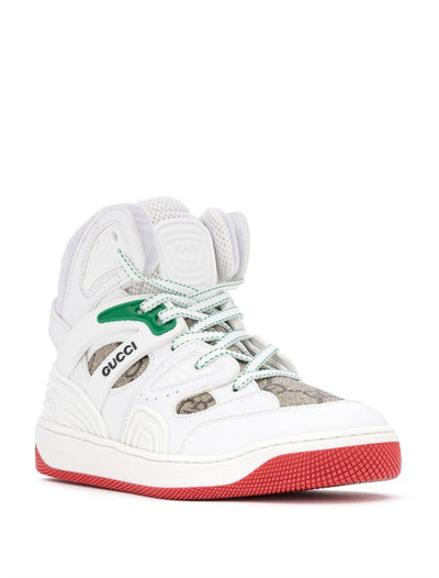 GUCCI KIDS BASKET LEATHER SNEAKERS