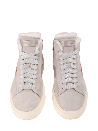 SANTONI LEATHER SNEAKERS