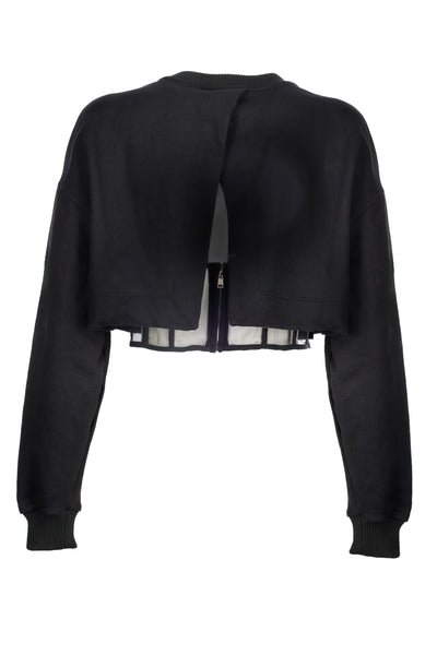 ALEXANDER MCQUEEN BLACK CROP SWEATSHIRT