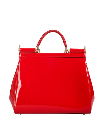 DOLCE & GABBANA SICILY MEDIUM PATENT LEATHER HANDBAG