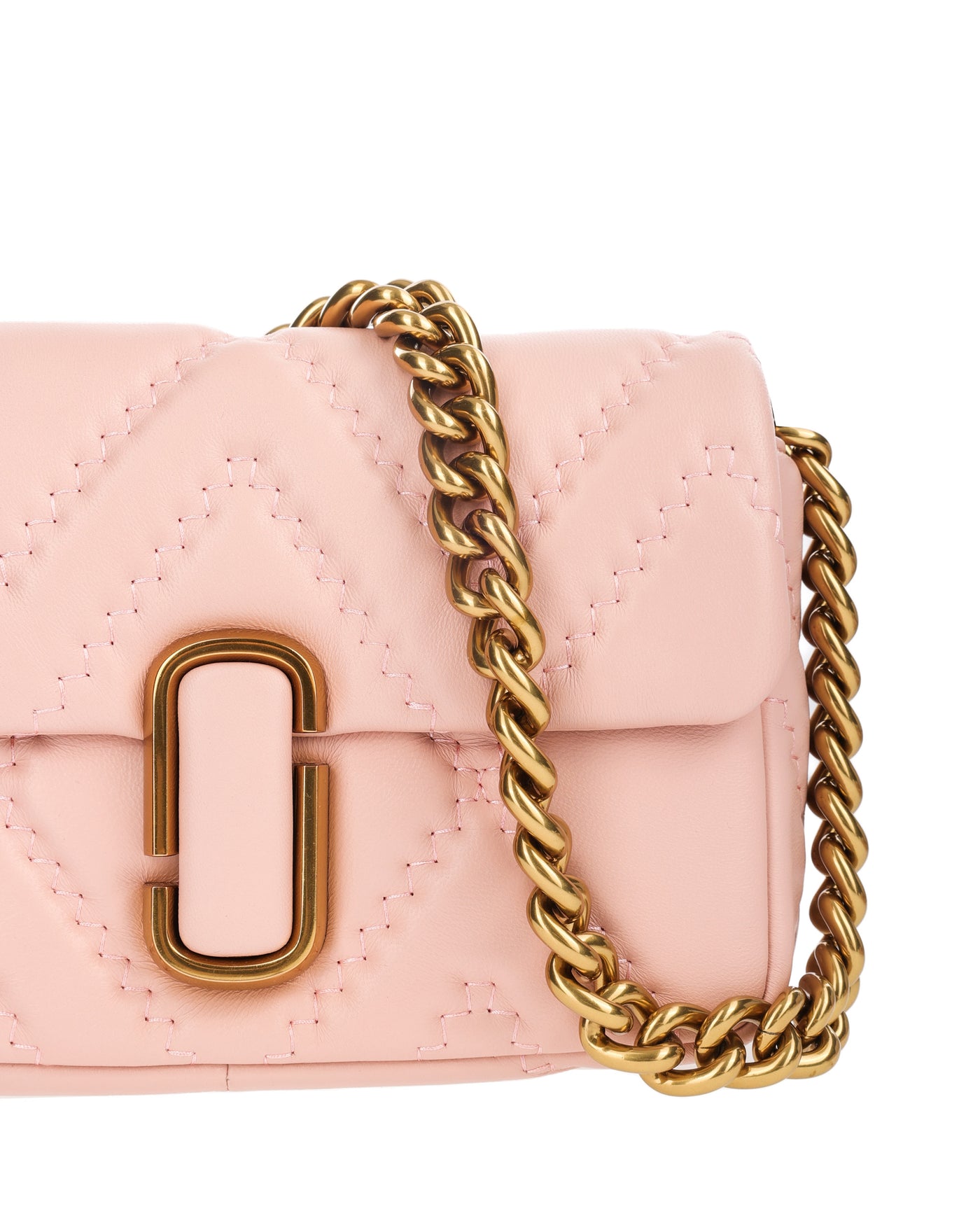 MARC JACOBS THE J MARC PINK SHOULDER BAG IN QUILTED LEATHER