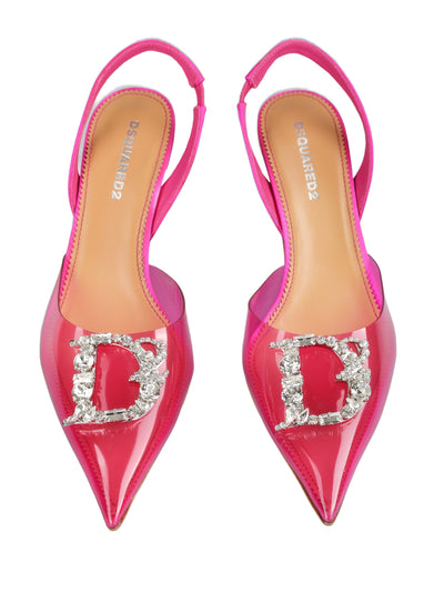 DSQUARED2 EMBELLISHED LOGO SLINGBACK PUMPS