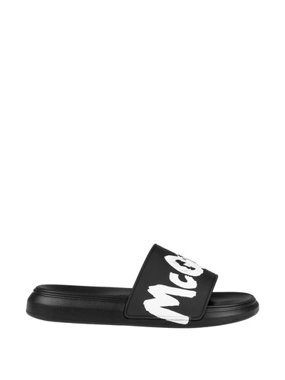 ALEXANDER MCQUEEN GRAFFITI-LOGO SLIP-ON SLIDES