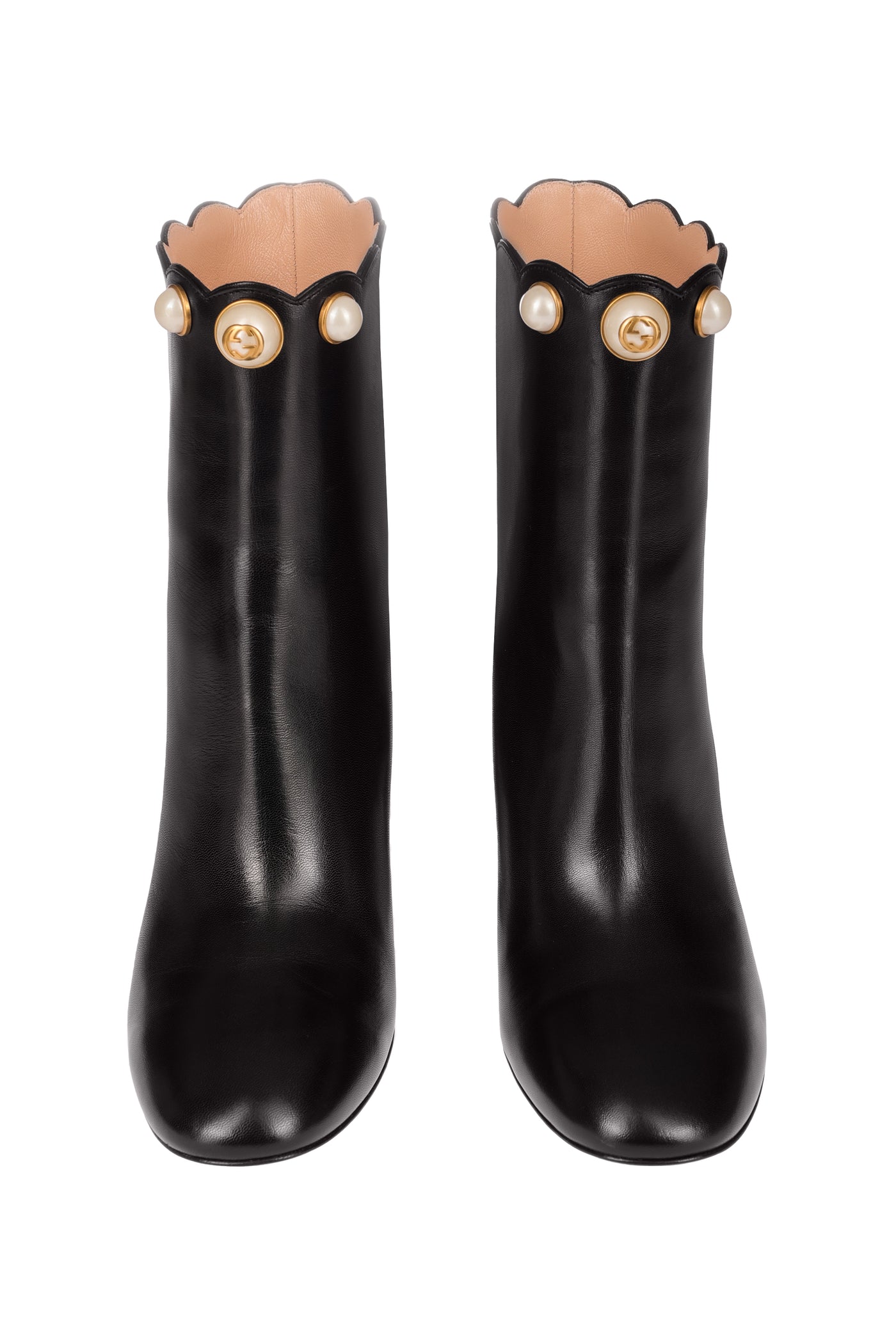 GUCCI WILLOW SCALLOP GG LEATHER BOOTIES