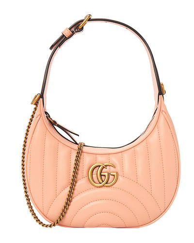 GUCCI GG MARMONT HALF MOON SHAPED MINI BAG PEACH