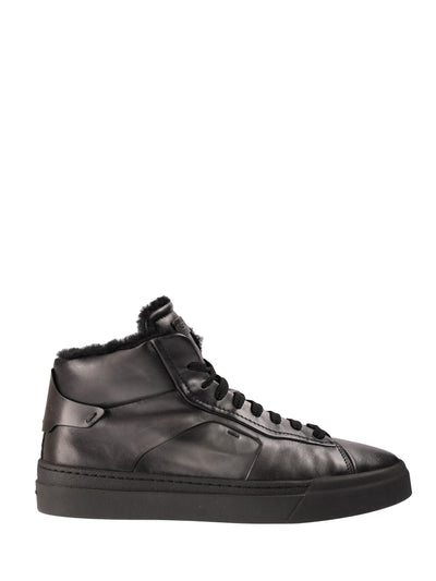 SANTONI LEATHER SNEAKERS