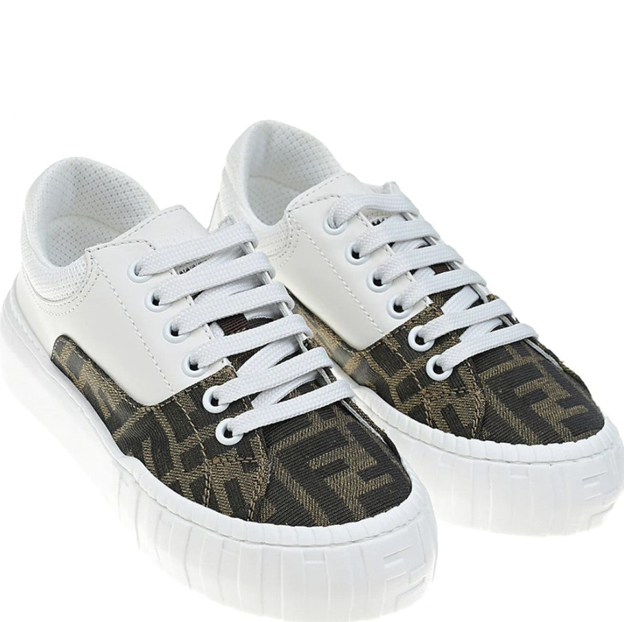 FENDI FF LOGO LEATHER SNEAKERS