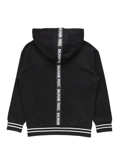 BALMAIN KIDS SWEATSHIRT WITH ZIP & HOOD