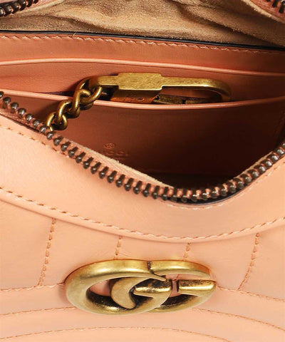 GUCCI GG MARMONT HALF MOON SHAPED MINI BAG PEACH