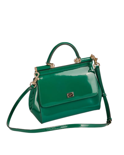 DOLCE & GABBANA SICILY SMALL PATENT LEATHER HANDBAG