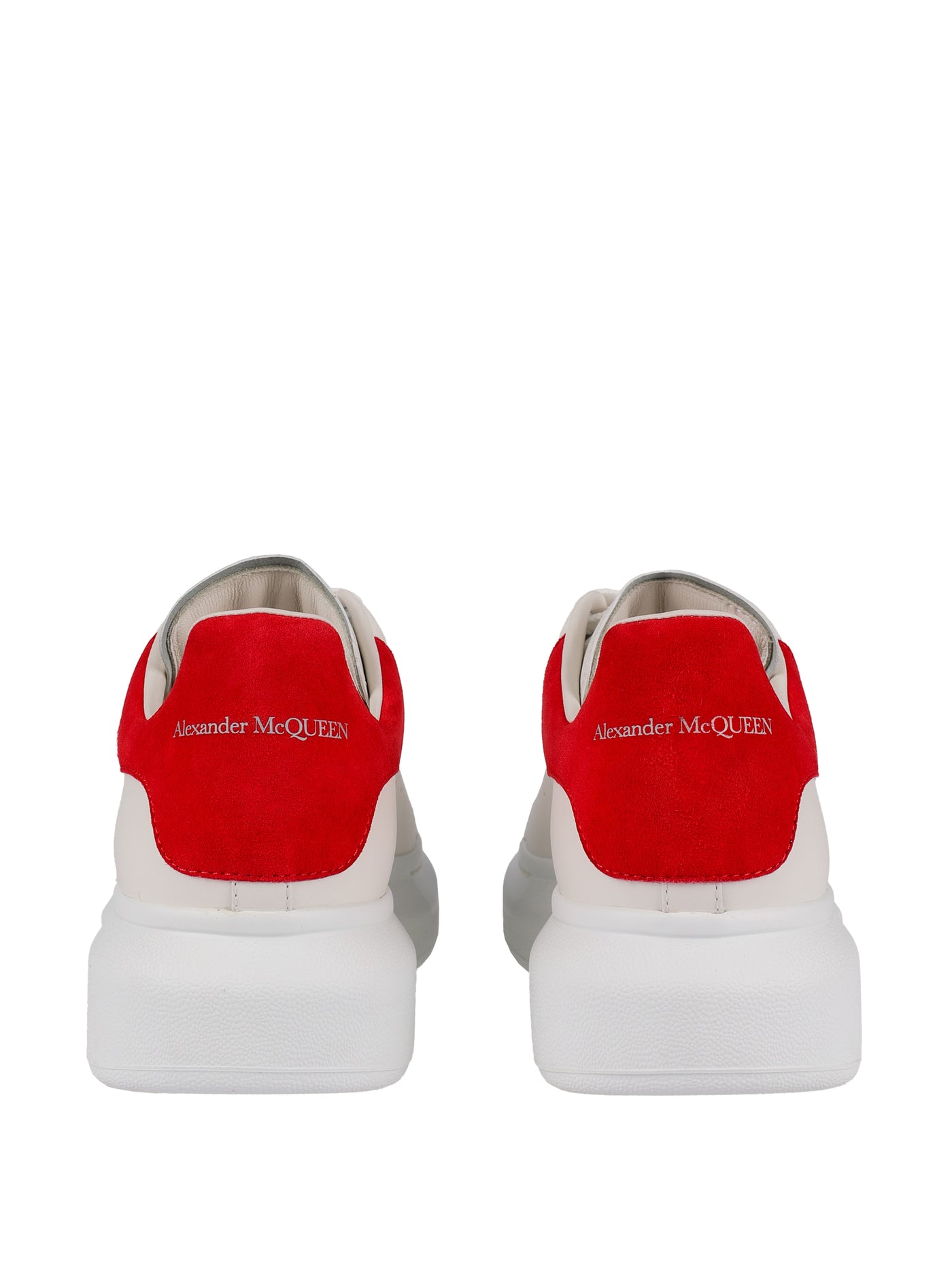 ALEXANDER MCQUEEN LARRY LEATHER SNEAKERS IN WHITE/LUST RED