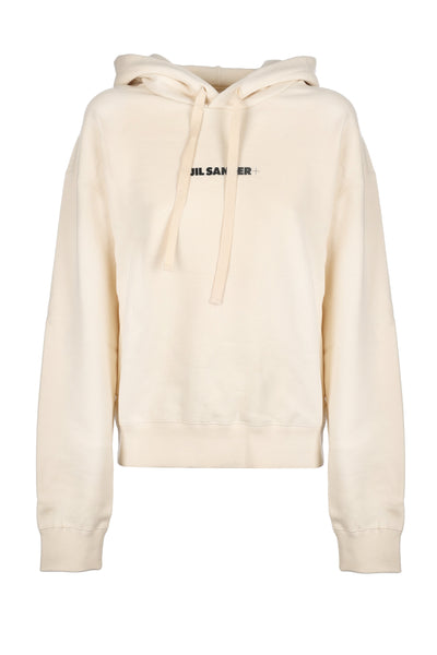 JIL SANDER CREAM HOODED SWEATSHIRT