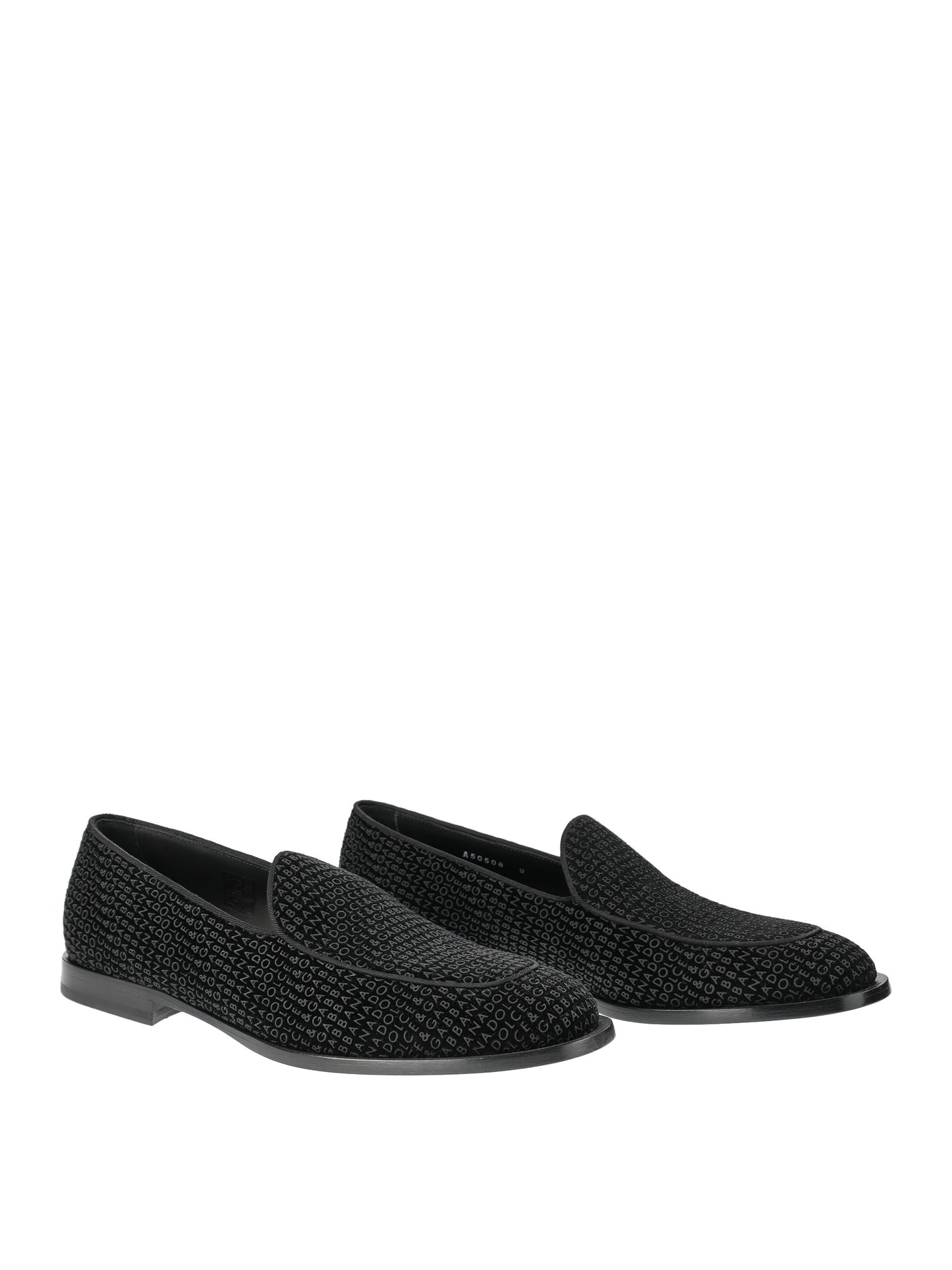 DOLCE & GABBANA LOGO BLACK SUEDE LOAFERS 