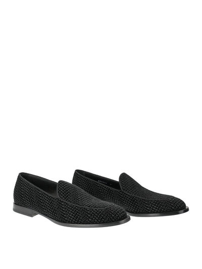 DOLCE & GABBANA LOGO BLACK SUEDE LOAFERS