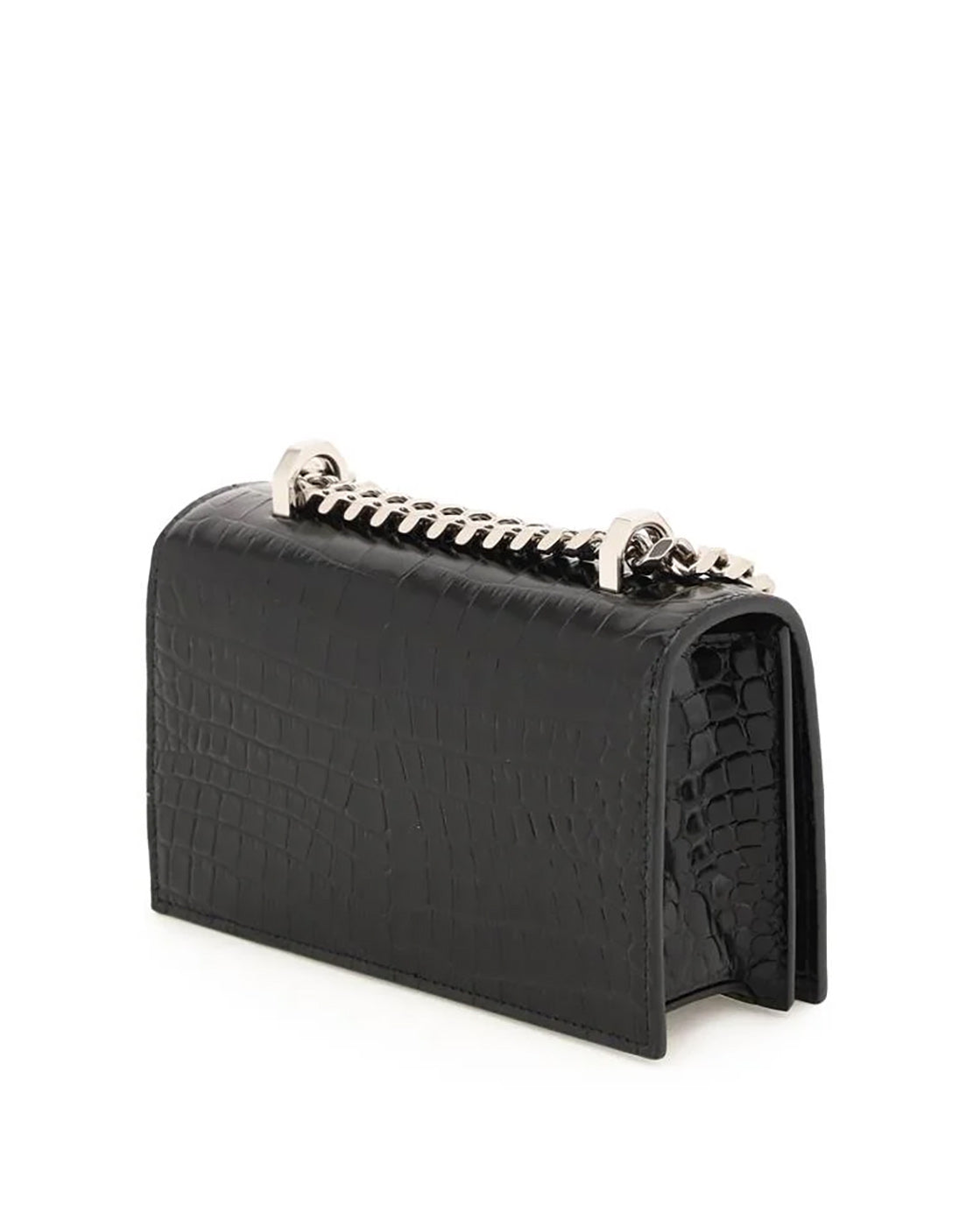 ALEXANDER MCQUEEN JEWELLED MINI SATCHEL IN CROCODILE PRINT