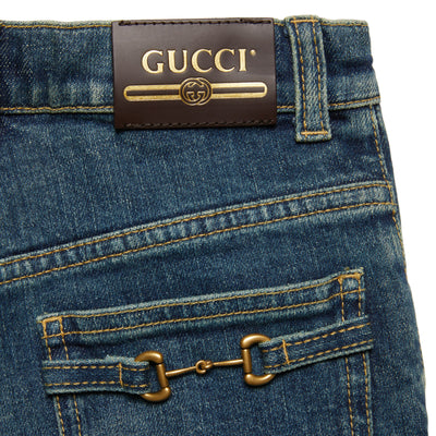 GUCCI KIDS HORSEBIT DENIM TROUSERS