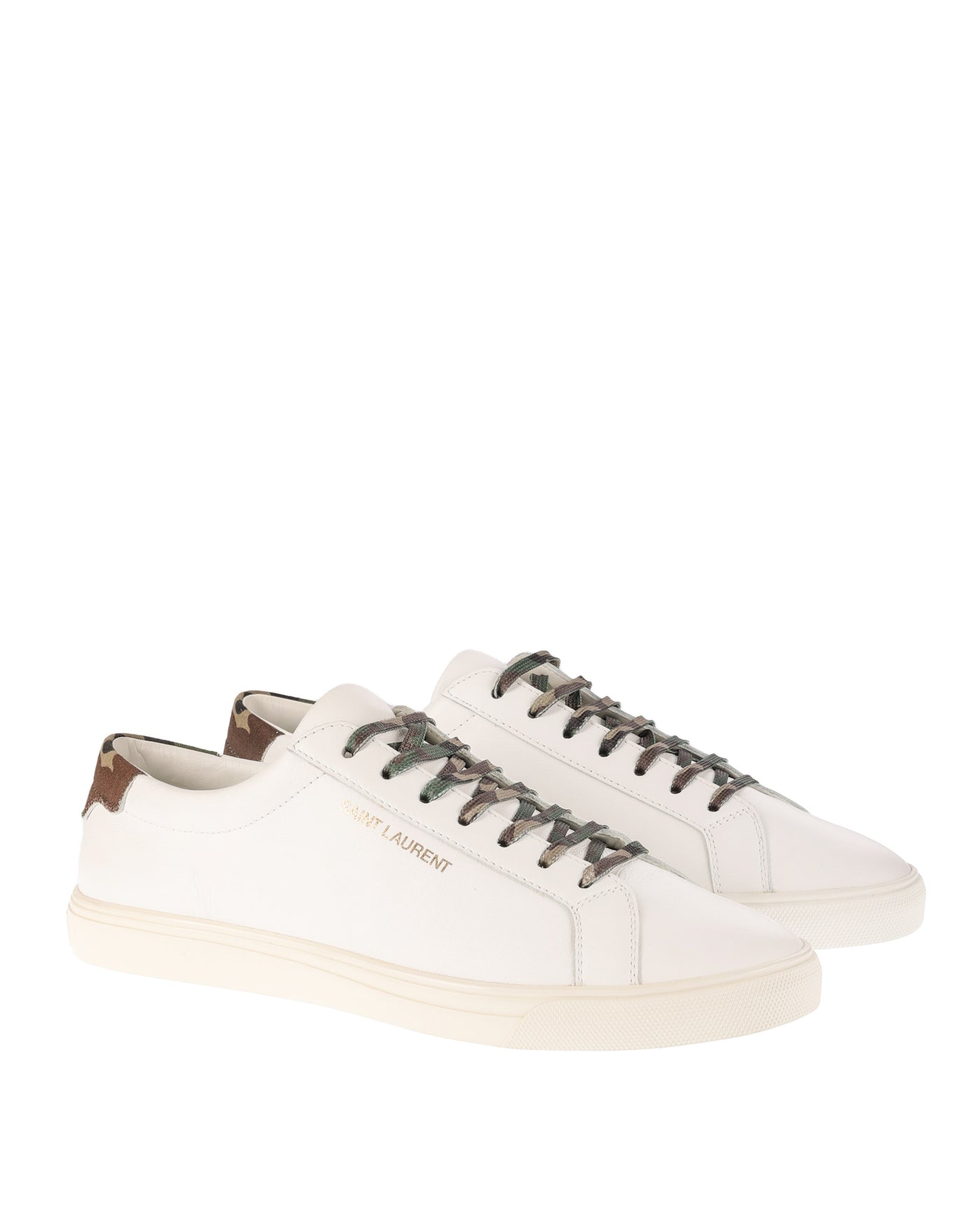 SAINT LAURENT ANDY LOW TOP CAMO SNEAKERS