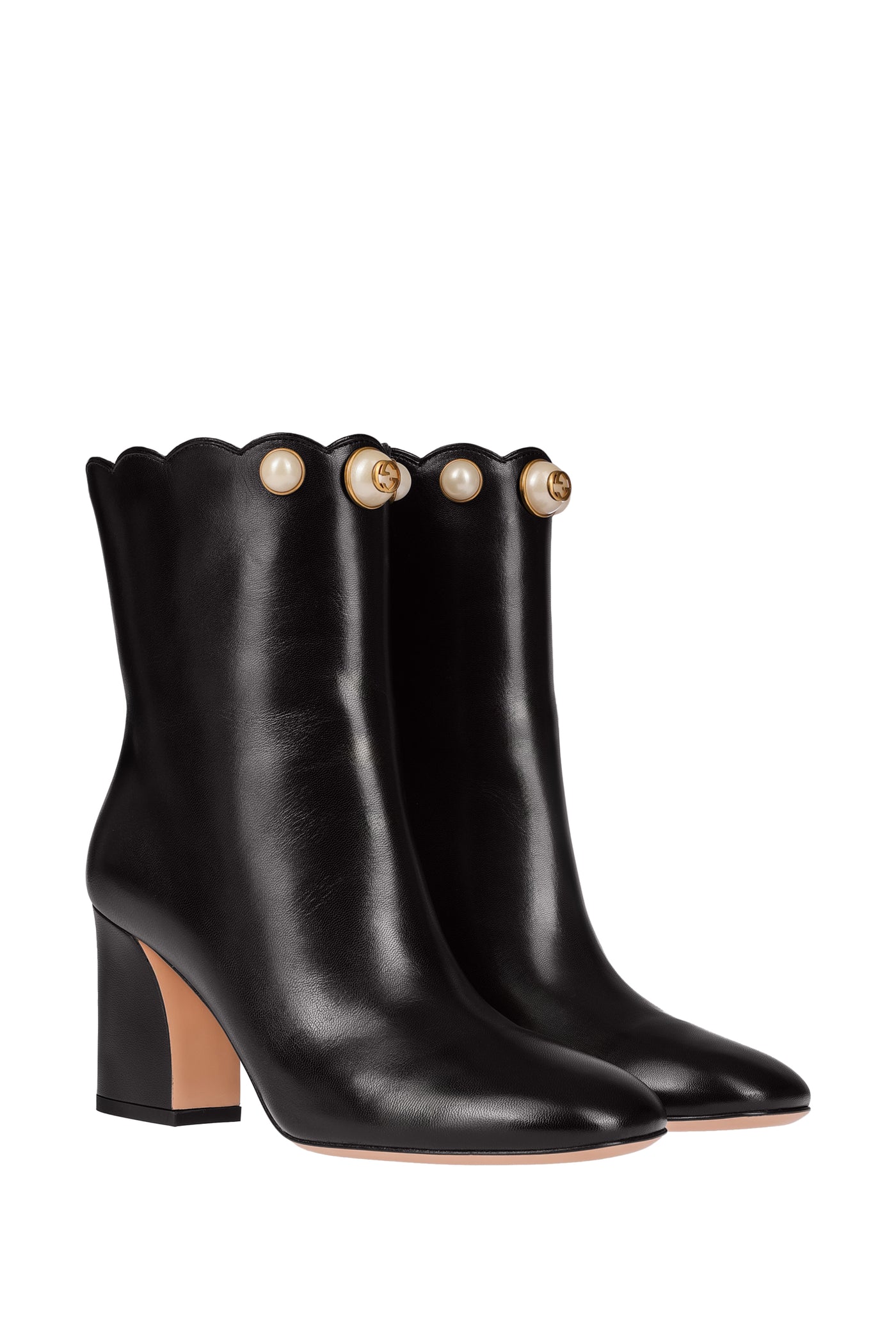 GUCCI WILLOW SCALLOP GG LEATHER BOOTIES