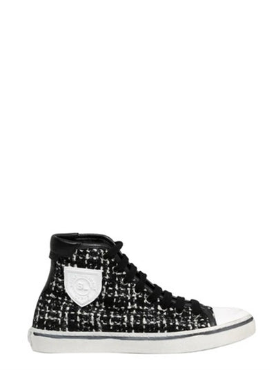 SAINT LAURENT TWEED HIGH TOP SNEAKERS