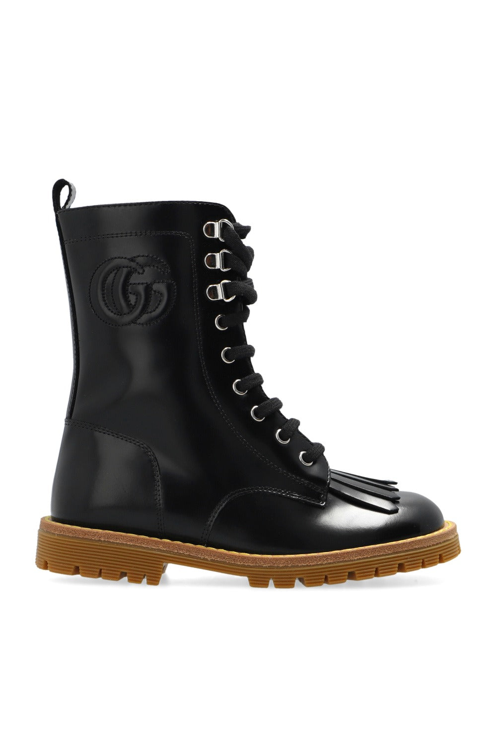 GUCCI KIDS LEATHER LACE-UP ANKLE BOOT