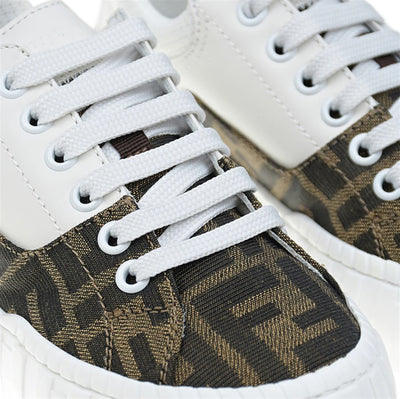 FENDI FF LOGO LEATHER SNEAKERS