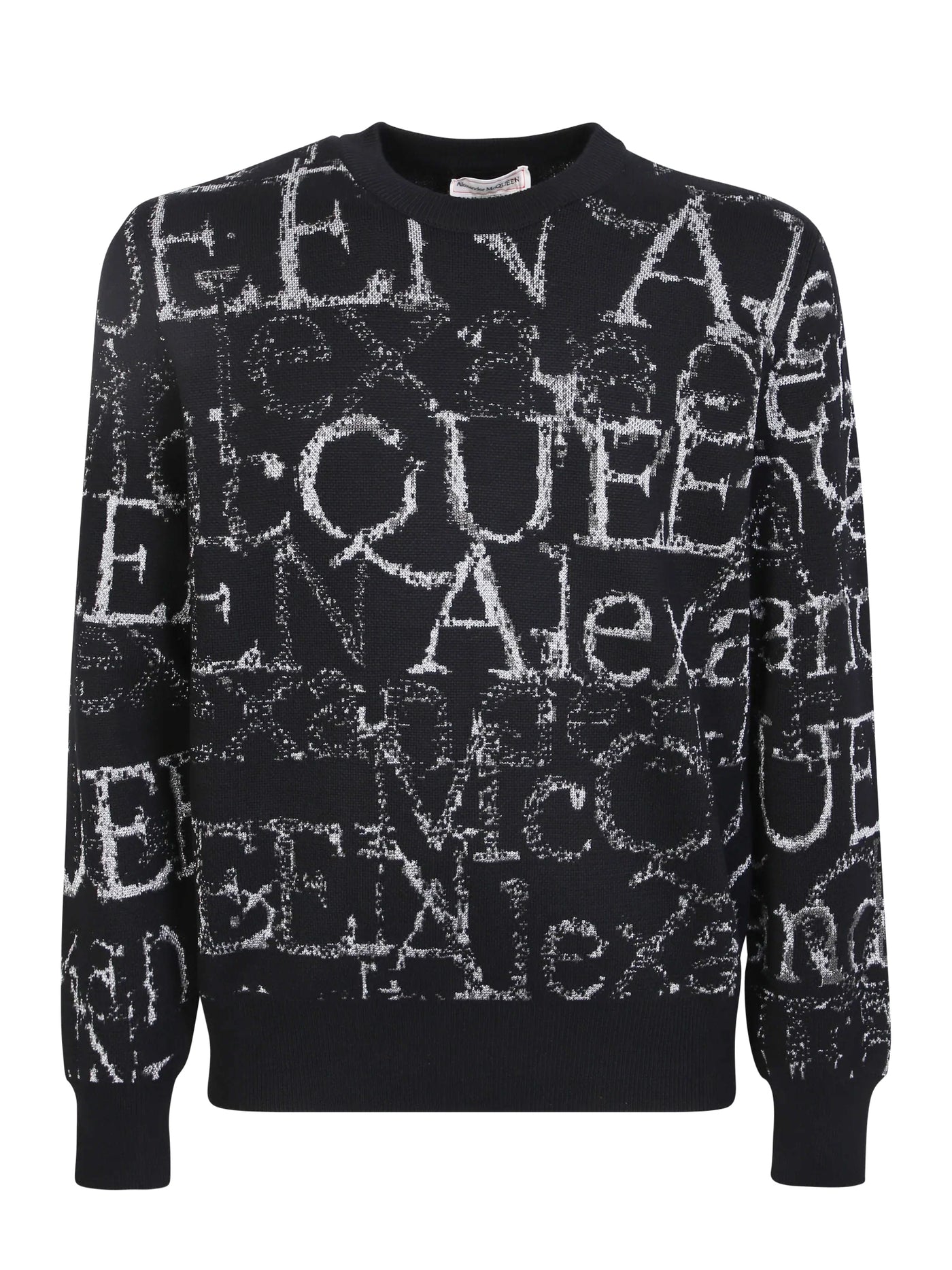 ALEXANDER MCQUEEN LOGO CREW NECK BLACK KNIT