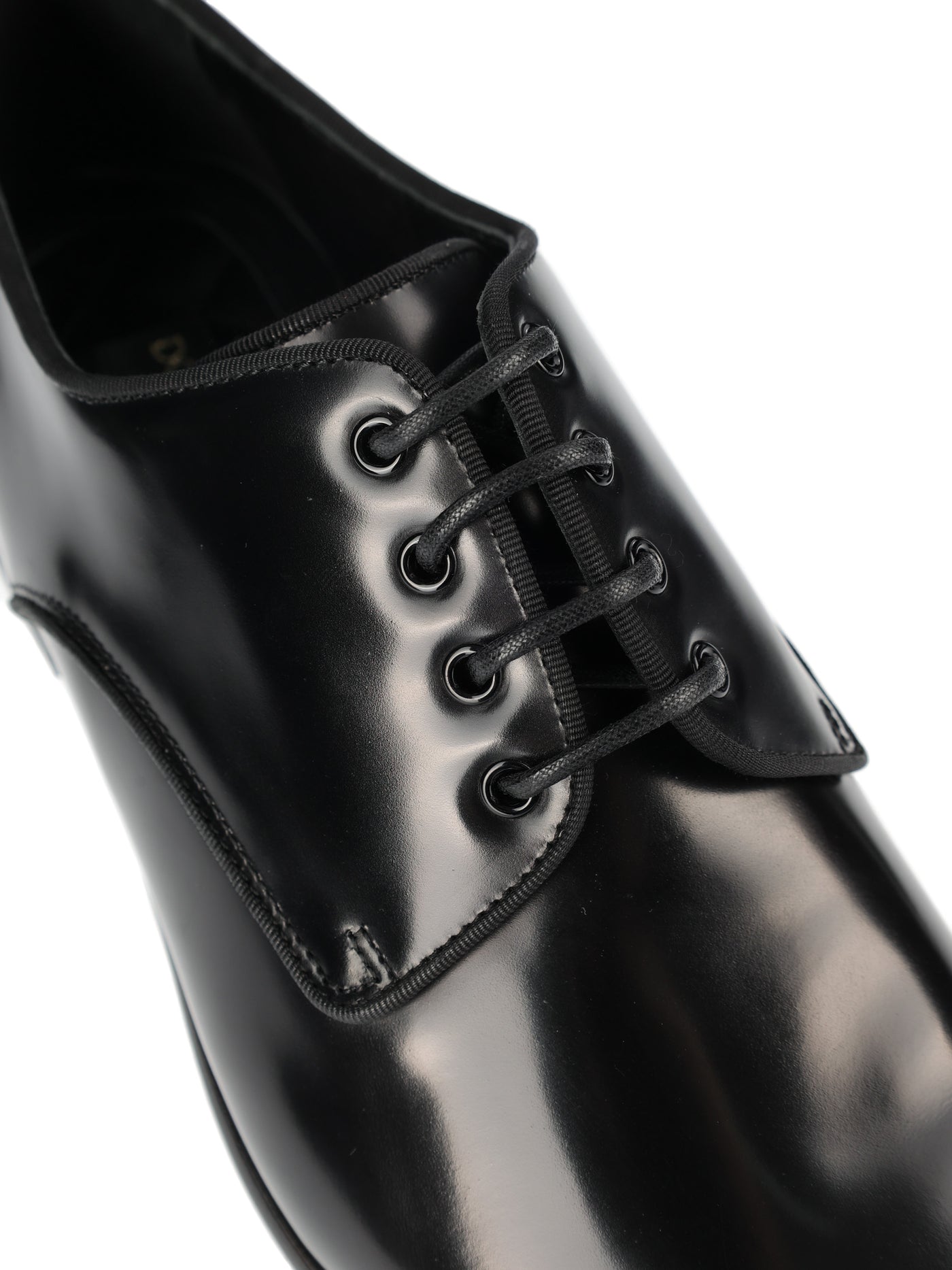 DOLCE & GABBANA BLACK LACE-UP DERBY SHOE