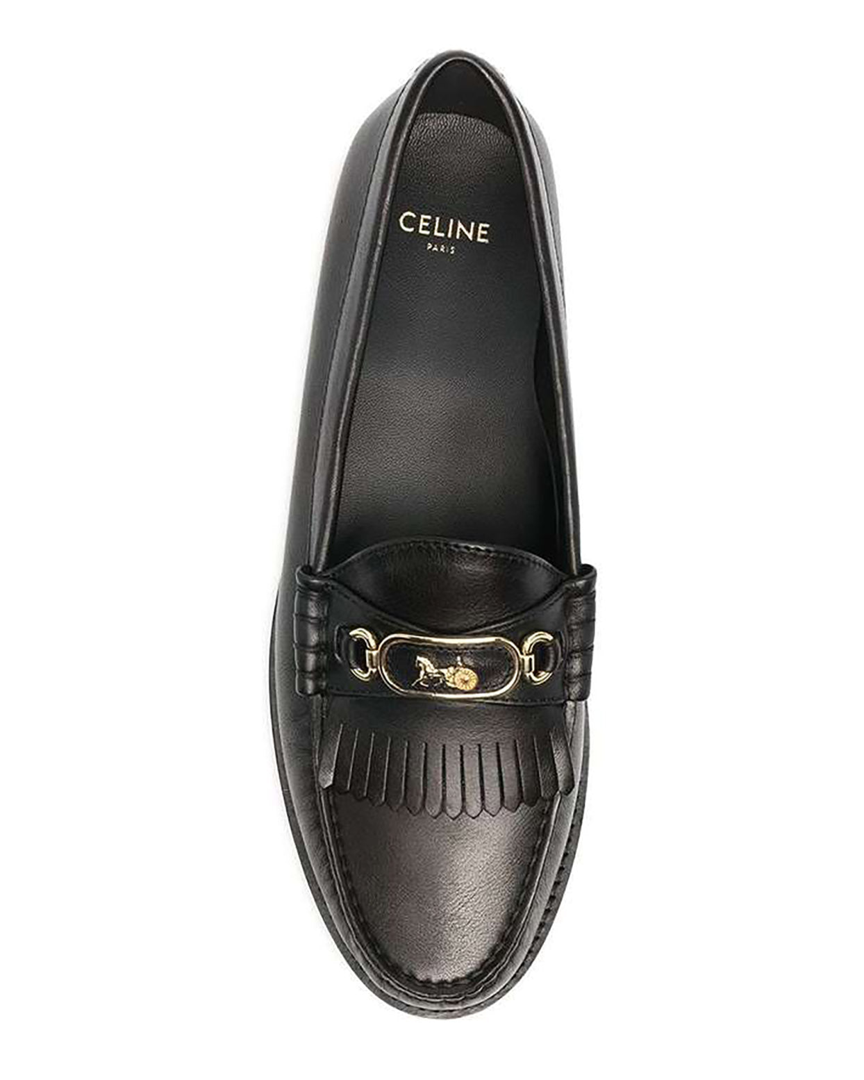 CELINE LEATHER SULKY LOAFER WITH FRINGES