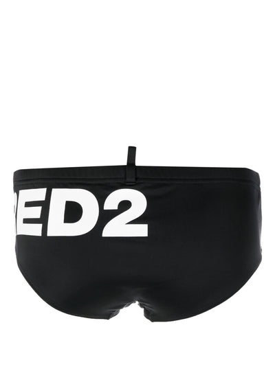 DSQUARED2 LOGO-PRINT BLACK SWIMMING BRIEF