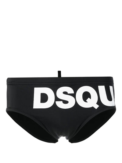 DSQUARED2 LOGO-PRINT BLACK SWIMMING BRIEF