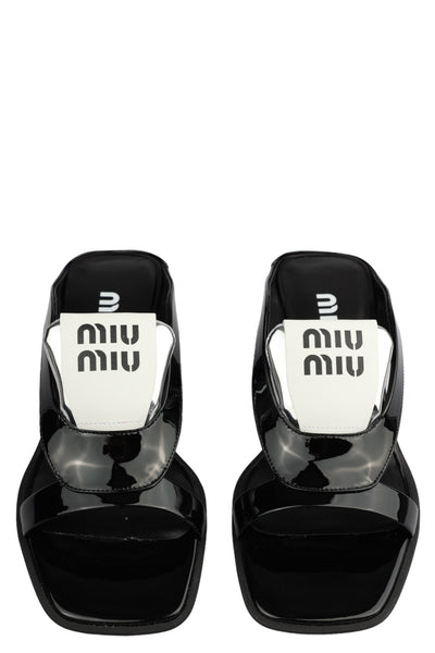 MIU MIU LEATHER HEELS SANDALS