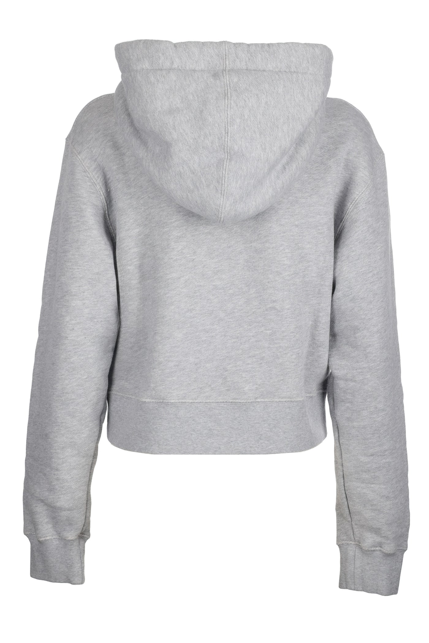 PALM ANGELS GRAY CROPPED SWEATSHIRT WITH HOOD 