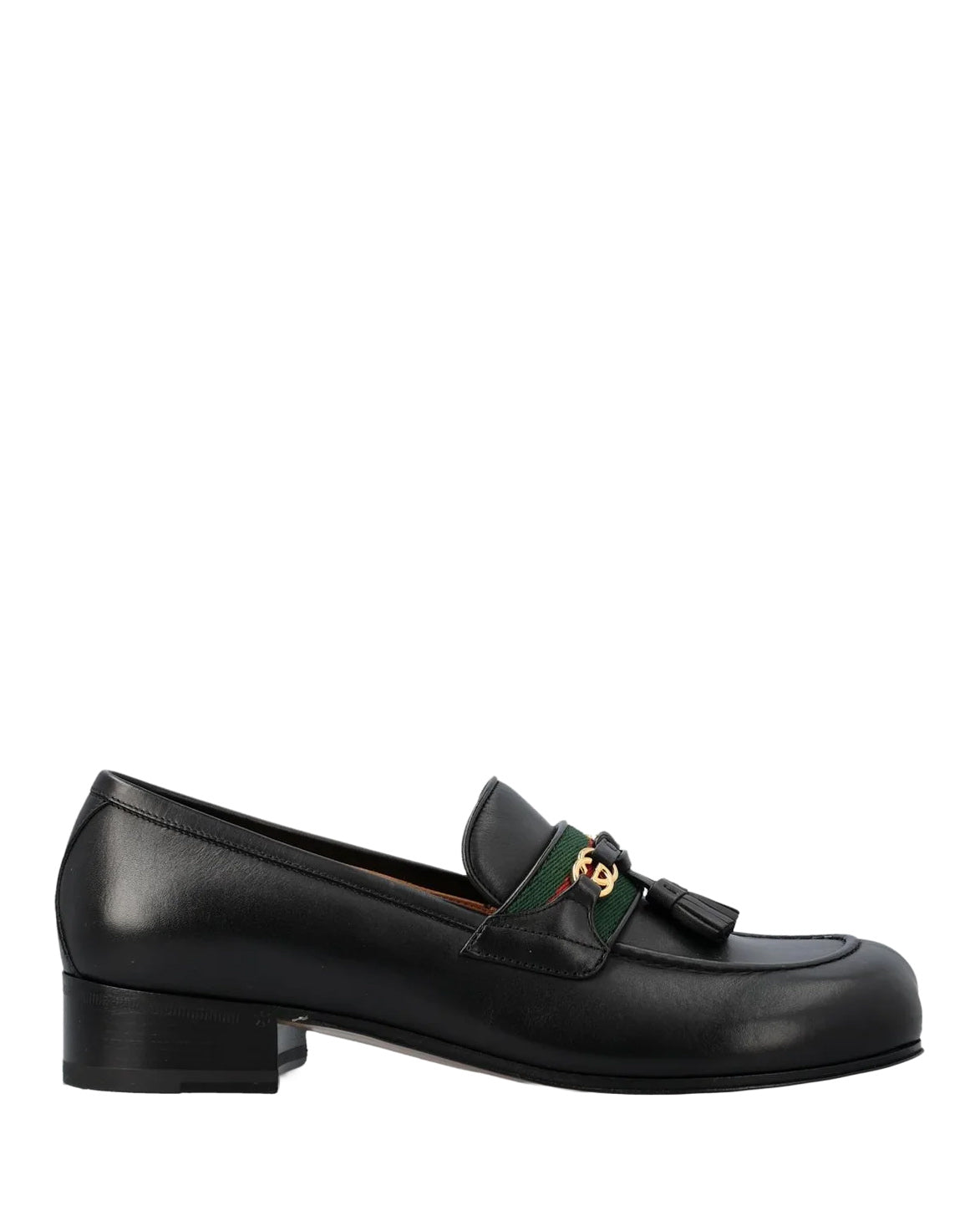 GUCCI BLACK MOCCASINS WITH GG CROSS AND WEB