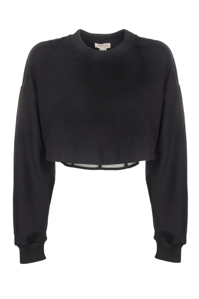 ALEXANDER MCQUEEN BLACK CROP SWEATSHIRT