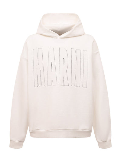 MARNI WHITE HOODED SWEATSHIRT