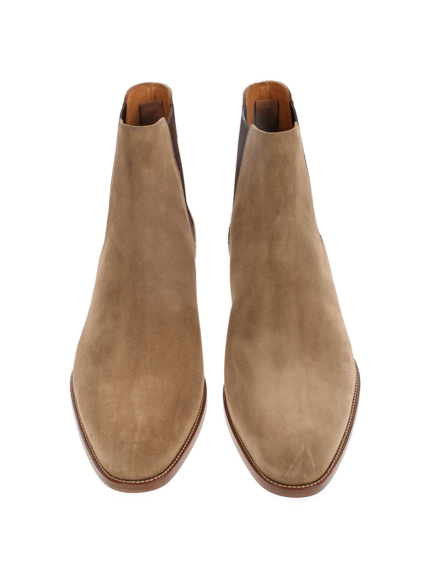 SAINT LAURENT WYATT SUEDE BEIGE ANKLE BOOT