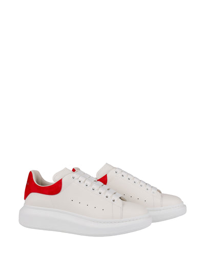 ALEXANDER MCQUEEN LARRY LEATHER SNEAKERS IN WHITE/LUST RED