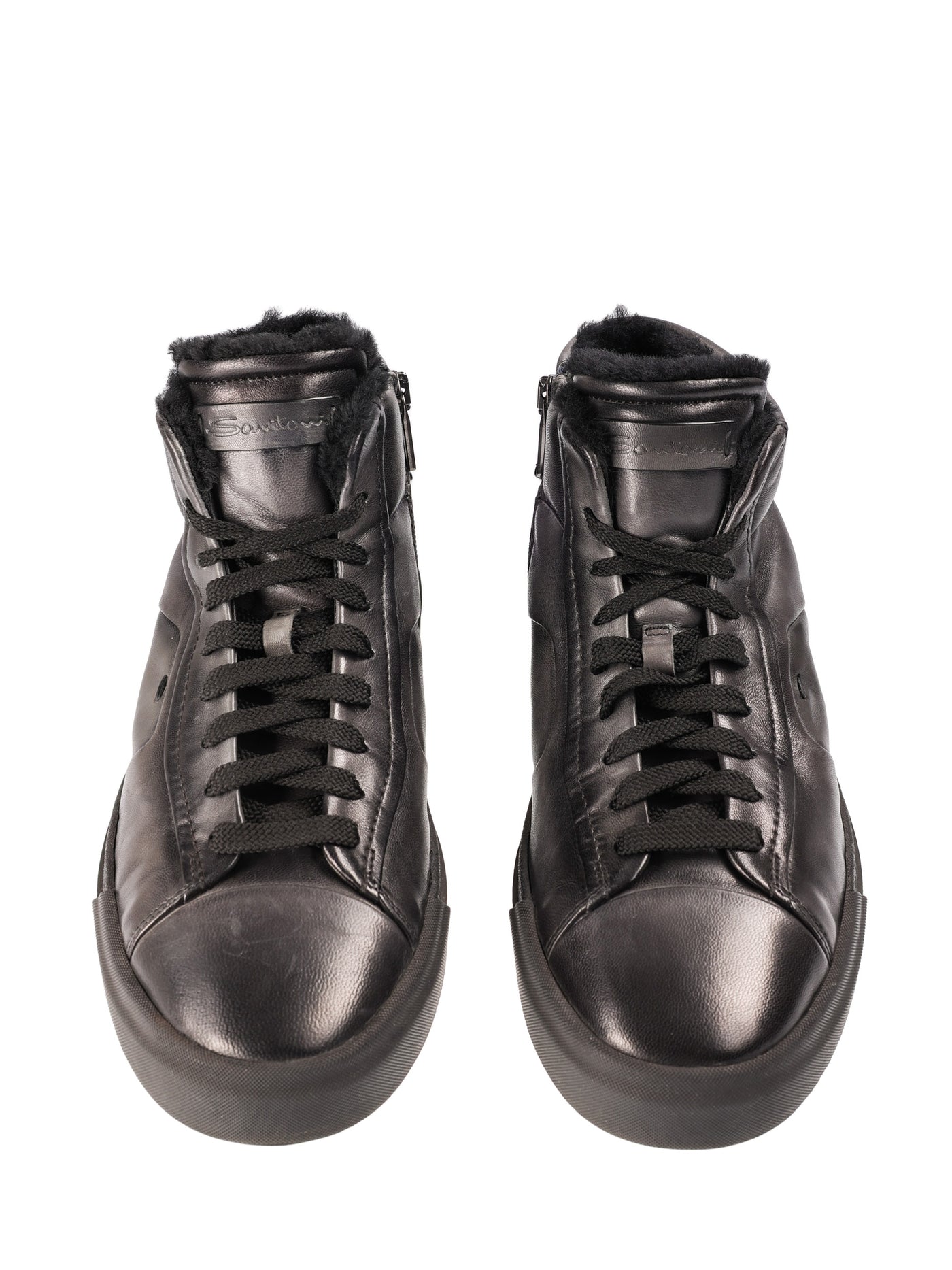 SANTONI LEATHER SNEAKERS