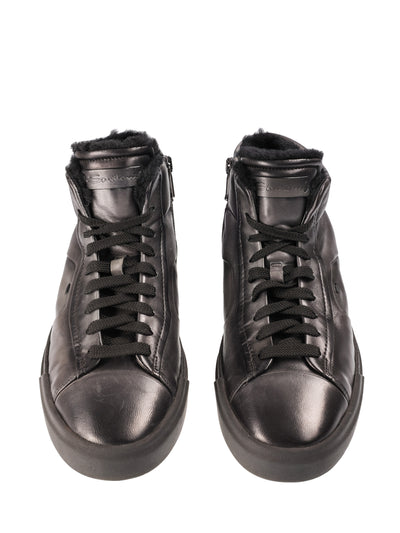 SANTONI LEATHER SNEAKERS