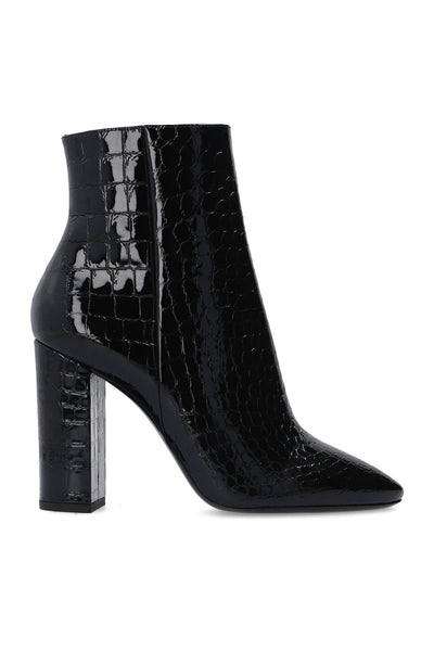 SAINT LAURENT LOU 75 COCCO ANKLE BOOTS