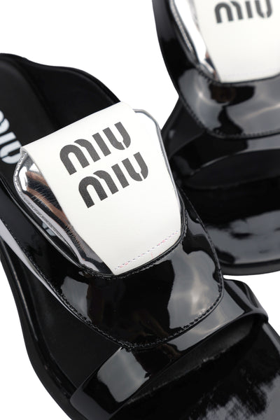 MIU MIU LEATHER HEELS SANDALS